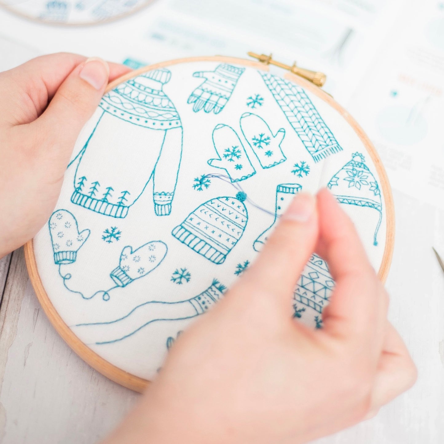 Winter Woolies Christmas Handmade Embroidery Kit Hoop Art