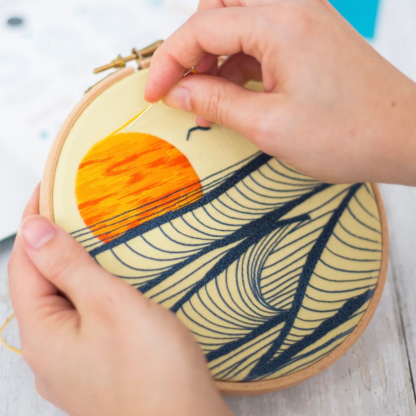 Sunset At Sea, Ocean Handmade Embroidery Craft Sewing Kit