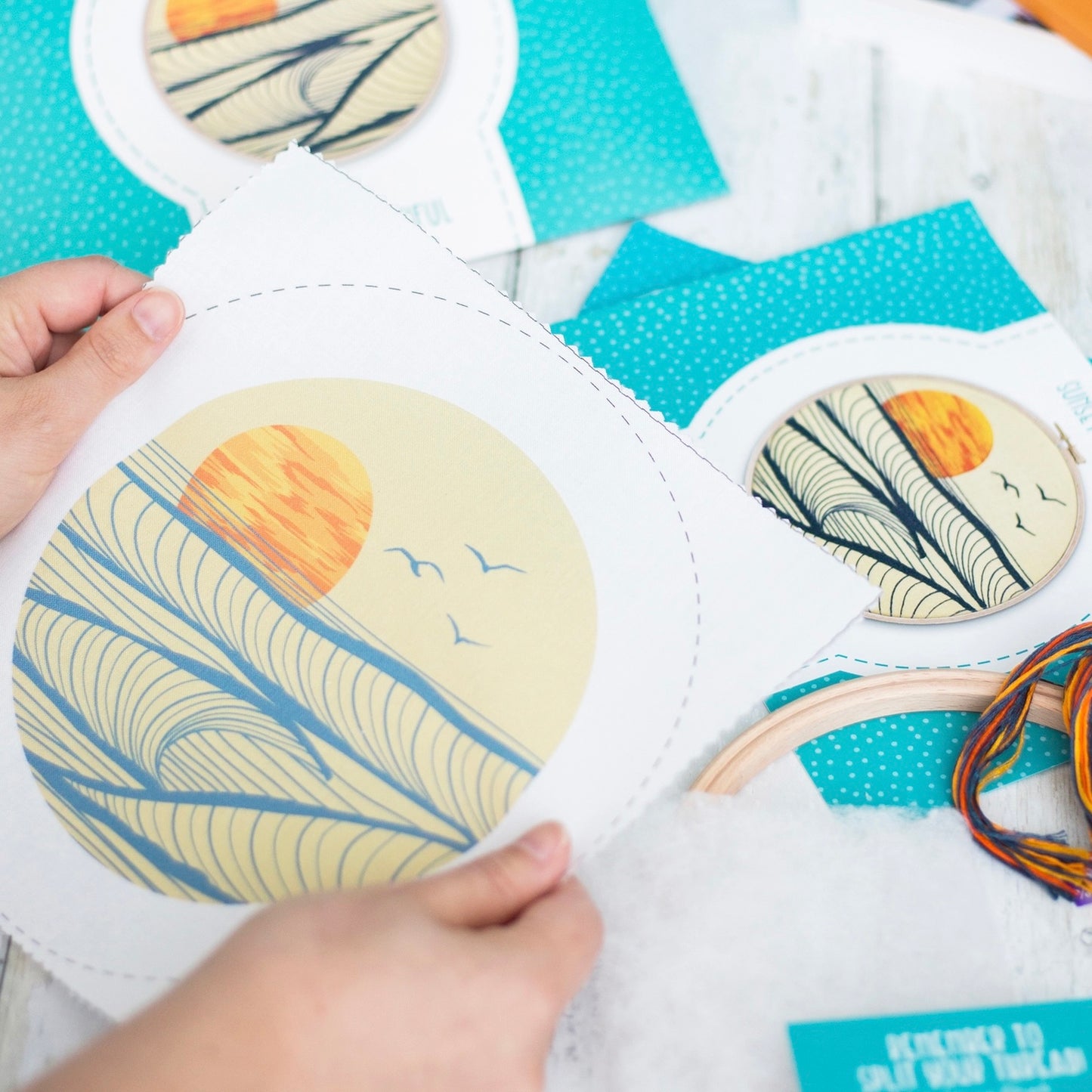 Sunset At Sea, Ocean Handmade Embroidery Craft Sewing Kit