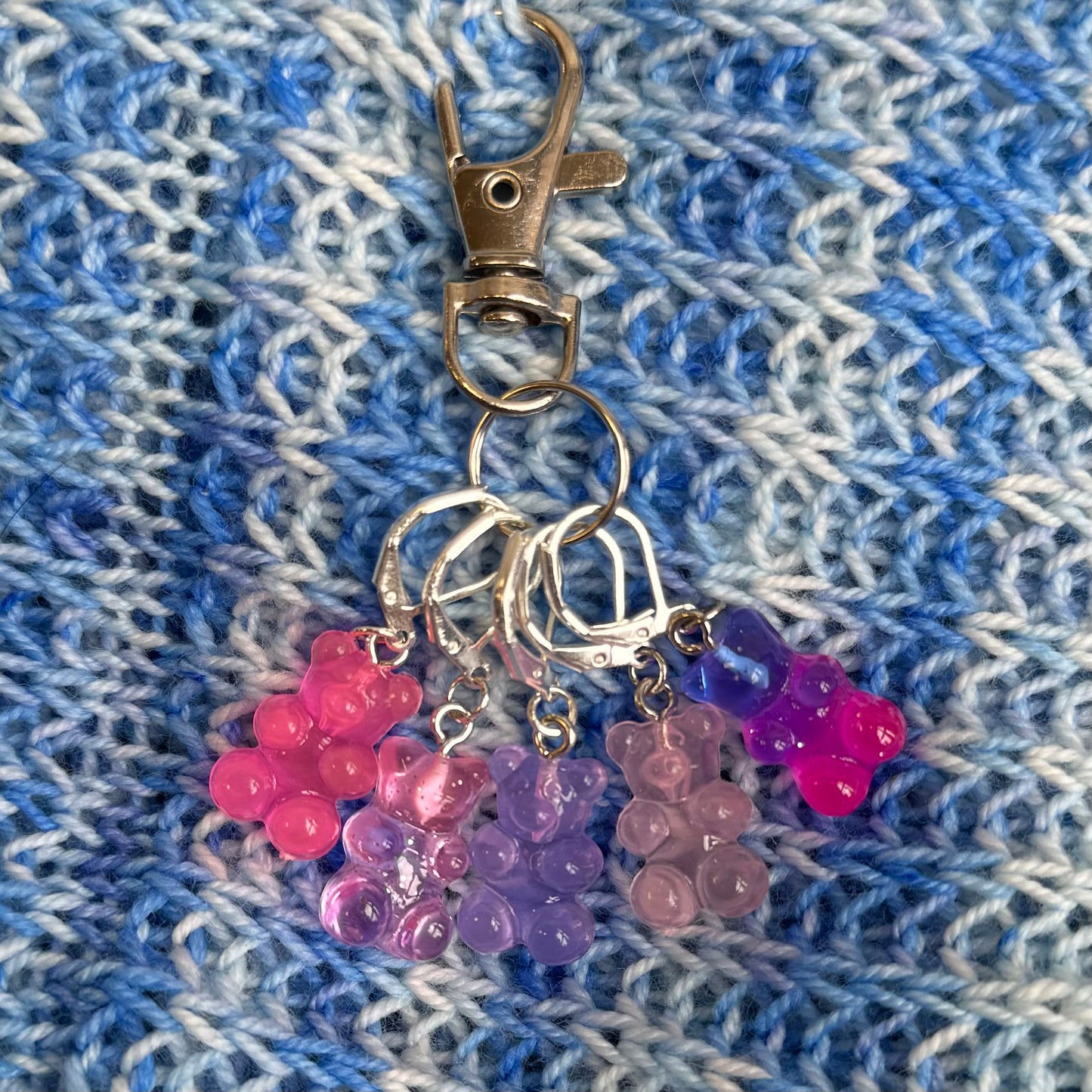 Gummy Bear Stitch Markers- Pink and Purple - Made by Ellie