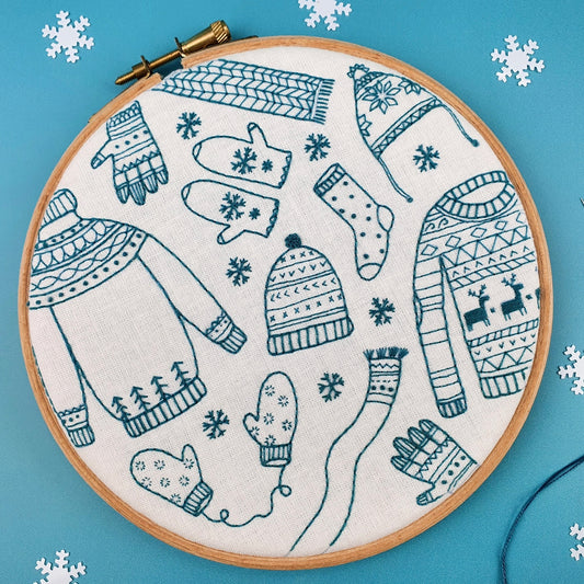 Winter Woolies Christmas Handmade Embroidery Kit Hoop Art