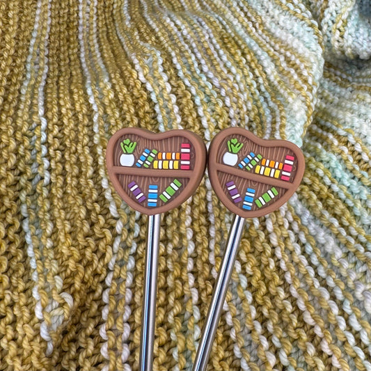 Brown Bookcase Needle Stoppers