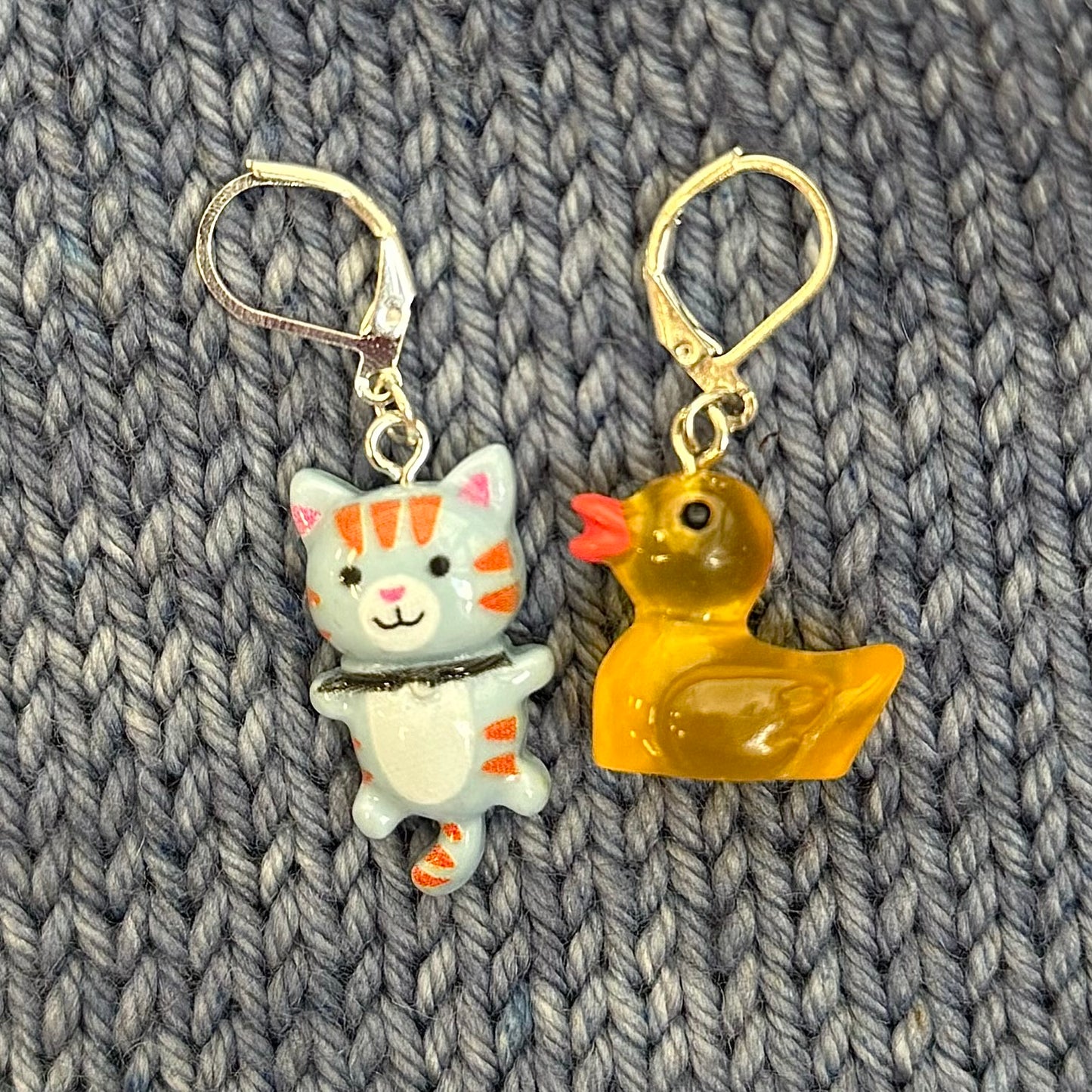 Duck and Cat Stitch Marker Sets - Made by Ellie