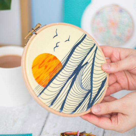 Sunset At Sea, Ocean Handmade Embroidery Craft Sewing Kit