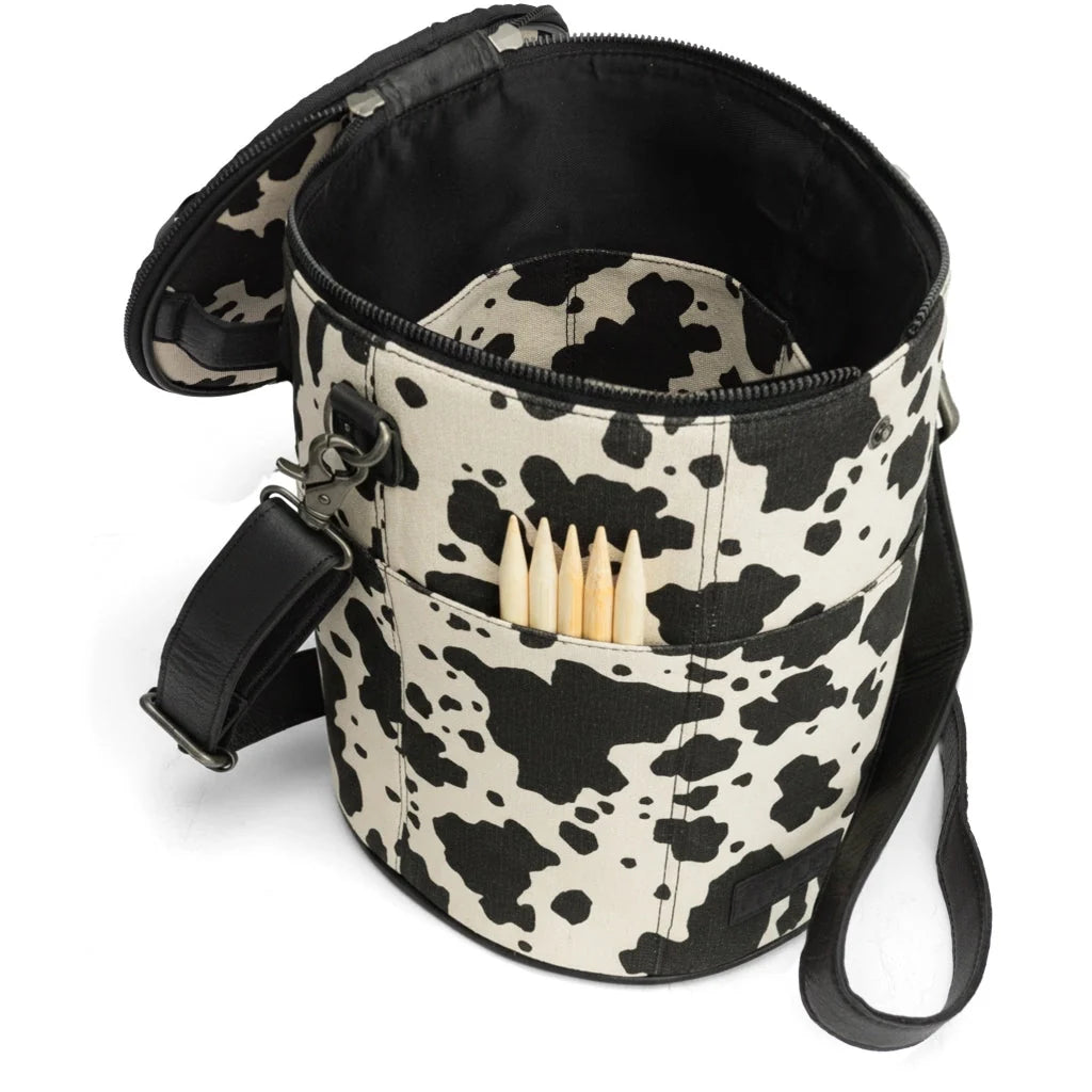 MUUD Saturn XL Project Bag- Canvas Cow Print