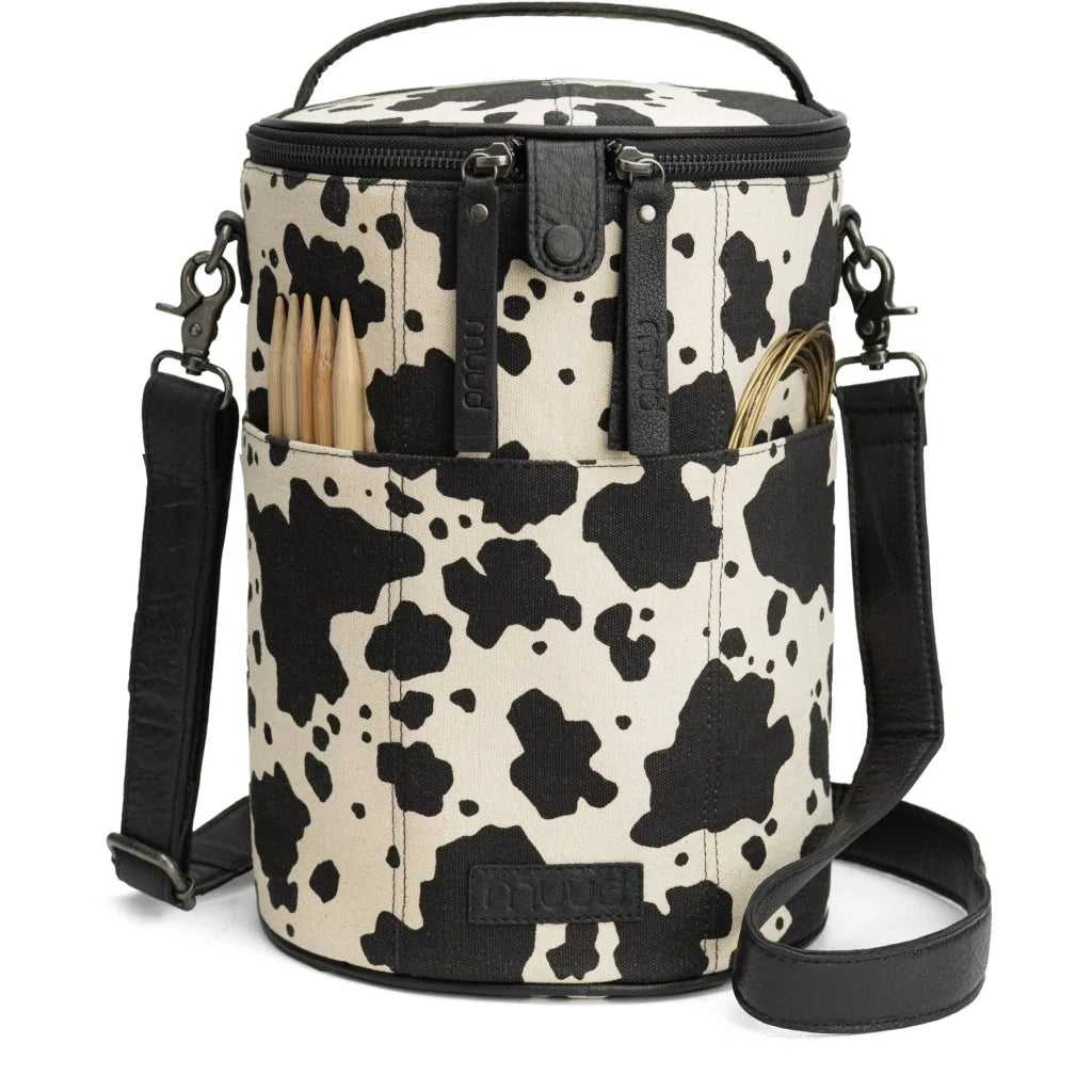 MUUD Saturn XL Project Bag- Canvas Cow Print
