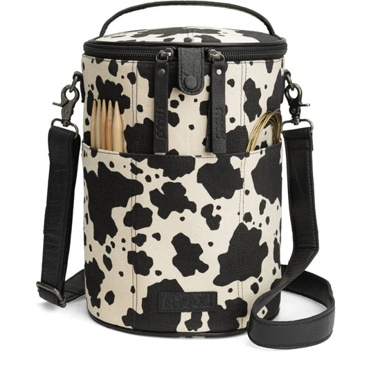 MUUD Saturn XL Project Bag- Canvas Cow Print